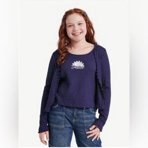 Justice Girls Twinset Cardigan | 2-Piece Set | Size L 12/14 | Navy Blue | NWT
